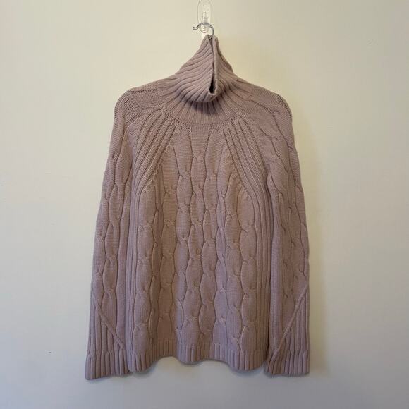 Goodnight Macaroon L cable knit sweater turtleneck pullover cream neutral cozy - Picture 1 of 7